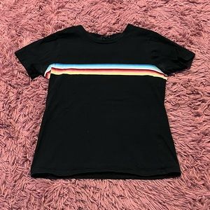 black forever 21 shirt with rainbow stripe